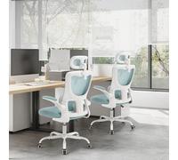 WOLTU Sedia da ufficio girevole Sedia da scrivania ergonomica in rete Sedia da computer Funzione dondolo regolabile in altezza Braccioli reversibili Poggiatesta