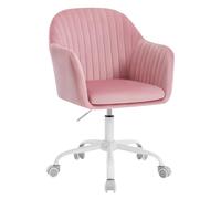WOLTU Sedia da Ufficio, Sedia da Toeletta, Poltrona Ergonomica Girevole, in Velluto Imbottita, Regolabile in Altezza per Ufficio e Camera da Letto, Rosa