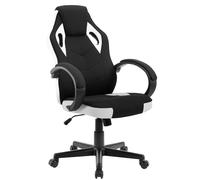 WOLTU Sedia Gaming, Sedia per PC, Ergonomica con Tessuto Traspirante, Altezza Regolabile, Ruote, Schienale, Braccioli e Funzione Basculante, Nero+Bianco