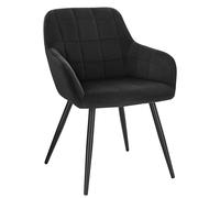 WOLTU Sedia per Sala da Pranzo Imbottita, Poltroncina in Velluto,Sedia da Cucina con Braccioli e Schienale, Gambe in Metallo, moderne,Nero,