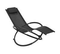 WOLTU Sedia Sdraio a Dondolo Relax Poltrona Swing Traspirante da Balcone Campeggio Lettino con Braccioli e Poggiatesta Nero