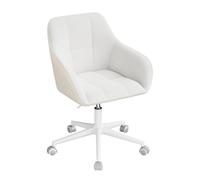 WOLTU Sedia Ufficio con Braccioli e Rotelle, Poltroncina Regolabile in Altezza Girevole, Sedia da Trucco, Bouclé + PU, Crem Grigio BS175grcm