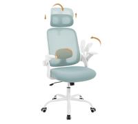 WOLTU Sedia Ufficio Ergonomica con Poggiatesta e Braccioli Regolabili, Supporto Lombare, Poltrona Scrivania Girevole in Rete Traspirante Funzione Dondolo, Blu