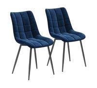 WOLTU Sedie da Pranzo con Schienale senza Braccioli Sgabello in Velluto per Cucina Blu BH142bl-2