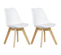 WOLTU Sedie da Pranzo Set di 2, Sedie da Cucina, in Legno Massello e Pelle Sintetica, Capacità di Carico 150 kg, Bianco, BH29ws-2