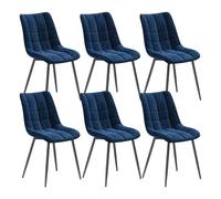 WOLTU Sedie Sala da Pranzo Design Retrò Sgabello Imbottito con Rivestimento in Velluto Blu 6 Pezzi