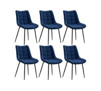 WOLTU Sedie Sala da Pranzo, Sgabelli Imbottiti | Design Retrò, Rivestimento in Velluto, Blu, 6 Pezzi