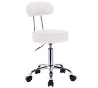 WOLTU Sedie Ufficio Sedia da Scrivania Sgabelli con Schienale PU Cromato Girevole Moderno Bianco 1 Pz