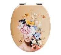 WOLTU Sedile per Water a Forma di O, Coperchio Water con Chiusura Morbida, Sgancio Rapido, Cerniere Regolabili, Copriwater Universale per Diversi Modelli di WC, con Motivo Dea dei fiori