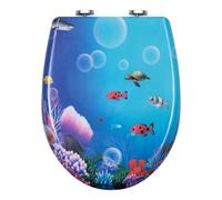 WOLTU Sedile WC con abbassamento automatico, motivo sedile WC con funzione Quick Release e, coperchio WC di alta qualità, in termoindurente, pesce