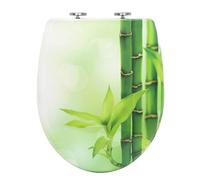 WOLTU Sedile WC Copriwater Universal con Chiusura Ammortizzata Tavoletta WC Antibatterico Soft Close con Cerniere Regolabili Toilet Seat a Sgancio Rapido in Duroplast Bambù Verde a Forma di O