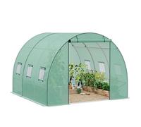 WOLTU Serra da Giardino a Tunnel, Copertura per Piante da Esterno, in Rete PE e Tubi d’Acciaio Zincato, Porta Avvolgibile con Cerniere e 6 Finestre Laterali, 300x300x200cm, Verde
