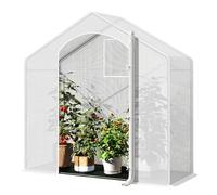 WOLTU Serra da Giardino con Porte Avvolgibili, Serra da Balcone con Base in tessuto PE nero, Telo per Serra in Rete PE 140g/m2, Serra per Piante Impermeabile, 4 Picchetti, 200x80x200cm, Bianco