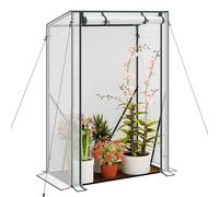 WOLTU Serra da Giardino, con tessuto impermeabile in PE resistente alle strappi e porta a rullo, adatta a giardino, terrazzo, cortile posteriore, 100x50x150/136cm, bianco