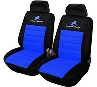 WOLTU Set Coprisedili Anteriori Auto 2 Posti Seat Cover Protezioni Universali per Macchina Tessuto Poliestere Nero/Blu