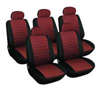 WOLTU Set Coprisedili Auto 5 Posti Per Pkw, Van Seat Cover Protezioni Universali per Macchina Tessuto Poliestere Nero/Rosso