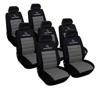 WOLTU Set Coprisedili Auto 7 Posti Seat Cover Protezioni Universali per Macchina Tessuto Poliestere Nero/Grigio