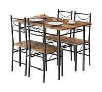 WOLTU Set da Pranzo per 4 Persone, Tavolo Industriale con 4 Sedie, MDF e Struttu