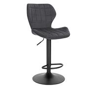 WOLTU Set di 1 Sgabello da Bar con Schienale e Poggiapiedi Girevoli a 360° Sedia Alta da Cucina con Seduta Regolabile tra 60-82cm in Velluto e Metallo Grigio Scuro BH324dgr-1