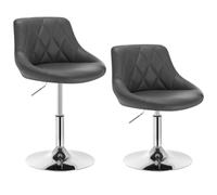 WOLTU Set di 2 Casa Sedia Alta per Cucina con Schienale in PU, senza Poggiapiedi, l'altezza può essere regolata tra 42-58 cm, Grigio, BH241gr-2