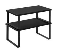 WOLTU Set di 2 Scaffali da Cucina, Porta Spezie Impilabili, Organizer da Cucina in MDF, Scaffali Indipendenti per Armadietti, 34x19,5x15,5+34x18,5x12,5 cm, Nero