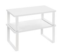 WOLTU Set di 2 Scaffali da Cucina, Porta Spezie Impilabili, Organizer da Cucina in MDF, Scaffali Indipendenti per Armadietti, 34x19,5x15,5+34x18,5x12,5 cm, Bianco
