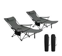 WOLTU Set di 2 Sedie da Campeggio Sedie Pieghevoli Portatile Leggero, Sedia Pieghevole per esterni per Giardino, Pesca, Picnic, Grigio