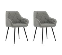 WOLTU Set di 2 Sedie da Pranzo con Braccioli e Schienale, Sedie Cucina Moderna in PU Vintage, Poltrone da Salotto con Gambe in Metallo, Sedie ergonomiche per Ufficio,Grigio Scuro,EZS03dgr-2