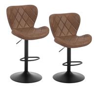 WOLTU Set di 2 Sgabelli da Bar, Sgabelli per Colazione, Sgabelli da Cucina Regolabili in Altezza, Sedie Girevoli con Poggiapiedi e Schienale, PU vintage, Marrone, BH418br-2