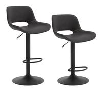 WOLTU Set di 2 Sgabelli da Cucina, Sedia da Bar in PU, Sgabello Regolabile in Altezza, con Schienale, Seduta Imbottita Girevole a 360°, per Bistrot, Pub, Base in Metallo, Antracite, BH402an-2