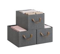 WOLTU Set di 3 Scatole Portaoggetti Pieghevoli, Scatole Portaoggetti Pieghevoli in Tessuto con Manici, per Vestiti e Giocattoli, Grigio, 37,5x20x26 cm