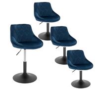 WOLTU Set di 4 Sedia Cucina con Schienale in Velluto, Girevoli e Regolabili in Altezza, l'altezza può essere regolata tra 42-58 cm, Blu, BH242bl-4