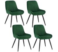 WOLTU Set di 4 Sedie da Pranzo, Sedie Ergonomiche, Poltroncine Imbottite | Schienale Curvo, in Velluto e Metallo, per Salotto, Ufficio, Camera da Letto, Verde Scuro