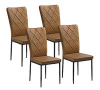 WOLTU Set di 4 Sedie per Sala da Pranzo, Sedie da Cucina con Schienale Alto, con Gambe in Metallo e Rivestimento in Ecopelle Vintage, Marrone, BH380br-4