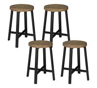 WOLTU Set di 4 Sedie Sala da Pranzo, Sgabelli da Cucina, Sedile in Legno e Gambe in Metallo, Stile Industriale, Legno Vintage + Nero,