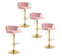 WOLTU Set di 4 Sgabelli da Cucina Regolabili in Altezza, Sgabelli da Bar in Velluto, Sgabelli Girevoli a 360°, con Base in Metallo e Poggiapiedi, Rosa, BH426rs-4