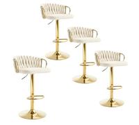 WOLTU Set di 4 Sgabelli da Cucina Regolabili in Altezza, Sgabelli da Bar in Velluto, Sgabelli Girevoli a 360°, con Base in Metallo e Poggiapiedi, Crema, BH426cm-4