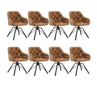WOLTU Set di 8 Sedie per Sala da Pranzo Girevoli a 360°, Sedie da Cucina | Gambe in Metallo, in PU per Camera da Letto, Soggiorno, Ufficio, Marrone Chiaro