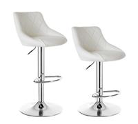 WOLTU Sgabelli Bar Alti Set 2, Sedia Girevole Cucina, Bianco