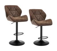 WOLTU Sgabelli Cucina con Schienale Set 2, Regolabile, PU Marrone Scuro | Sgabello Cucina Imbottita, Sedia Alta, Regolabile in Altezza, Girevole 360°, Moderni Design, per Bar, penisola cucina