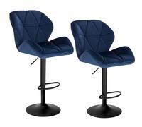 WOLTU Sgabelli Cucina con Schienale Set 2, Regolabile, Velluto Blu