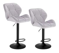 WOLTU Sgabelli Cucina con Schienale Set 2, Regolabile,Velluto Grigio Chiaro