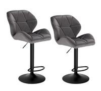 WOLTU Sgabelli Cucina con Schienale Set 2, Regolabile, Velluto Grigio Scuro