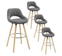 WOLTU Sgabelli Cucina Set 4, con Schienale, Lino, Legno, Grigio Scuro