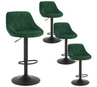 WOLTU Sgabelli Cucina Set 4 con Schienale, Regolabile, Velluto Verde Scuro | Sgabello da Bar, Moderni Girevoli, Altezza Regolabile, Sedia Alta, con Poggiapiedi, per Cucina Bar Soggiorno