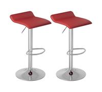 WOLTU Sgabelli Cucina Set di 2, Regolabile in Altezza, PVC, Bordeaux | Sgabello da Bar Colazione, con Poggiapiedi, Regolabile in Altezza, Sgabelli Girevole, per Cucina Caffè Banco, in Metallo