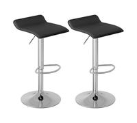 WOLTU Sgabelli Cucina Set di 2, Regolabile in Altezza, PVC, Nero+Argento | Sgabello da Bar Colazione, con Poggiapiedi, Regolabile in Altezza, Sgabelli Girevole, per Cucina Caffè Banco, in Metallo