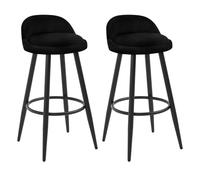 WOLTU Sgabelli Cucina Set di 2, Sgabelli da Bar con Schienale e Poggiapiedi, Velluto, Struttura in Metallo, Nero, BH296sz-2
