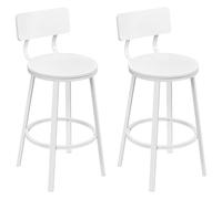 WOLTU Sgabelli Cucina Set di 2, Sgabelli da Bar per Colazione, con Poggiapiedi e Schienale, Struttura in Metallo, Bianco