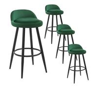 WOLTU Sgabelli Cucina Set di 4, Sgabelli da Bar con Schienale e Poggiapiedi, Sgabelli in Velluto, Struttura in Metallo, Verde scuro, BH296dgn-4